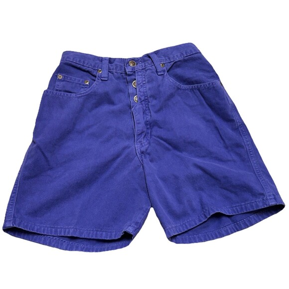 Vintage Zena Purple Denim Shorts Size 7 High Rise 90s USA Button Fly‎ Mom - Picture 1 of 7